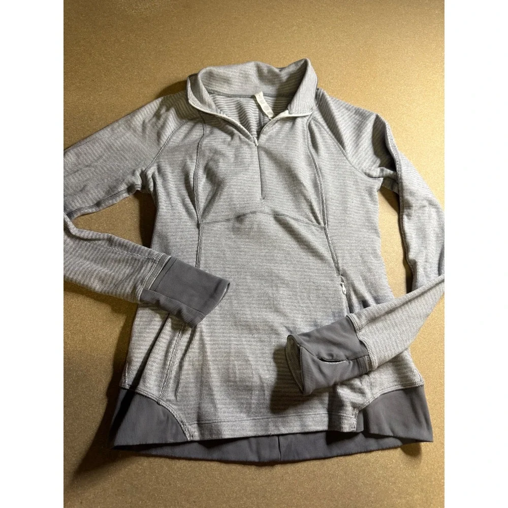 Lululemon Rest Less 1/4 Zip Pullover‎ Grey Space Dye Running Top Size 6